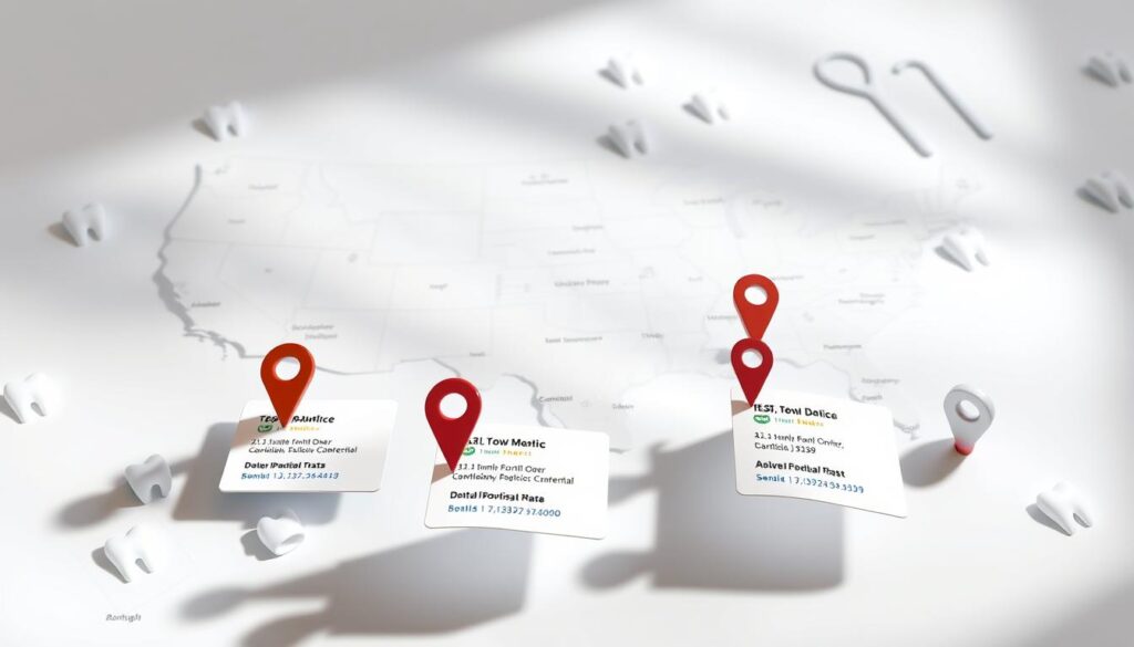 A meticulously detailed dental map pack, showcasing the top-ranked local dentist practices. Rendered in a crisp, realistic style with a clean, professional aesthetic. The foreground prominently displays the map icons and ranking numbers, while the middle ground features the practice names and address details. The background subtly incorporates dental-themed elements, such as teeth silhouettes and dental tools, creating a cohesive visual narrative. Soft, directional lighting casts gentle shadows, enhancing the depth and three-dimensional quality of the scene. The overall mood is one of authority, trust, and reliable local expertise, perfectly suited to illustrate the "Reputation Management" section of the article. A meticulously detailed dental map pack, showcasing the top-ranked local dentist practices. Rendered in a crisp, realistic style with a clean, professional aesthetic. The foreground prominently displays the map icons and ranking numbers, while the middle ground features the practice names and address details. The background subtly incorporates dental-themed elements, such as teeth silhouettes and dental tools, creating a cohesive visual narrative. Soft, directional lighting casts gentle shadows, enhancing the depth and three-dimensional quality of the scene. The overall mood is one of authority, trust, and reliable local expertise, perfectly suited to illustrate the "Reputation Management" section of the article.